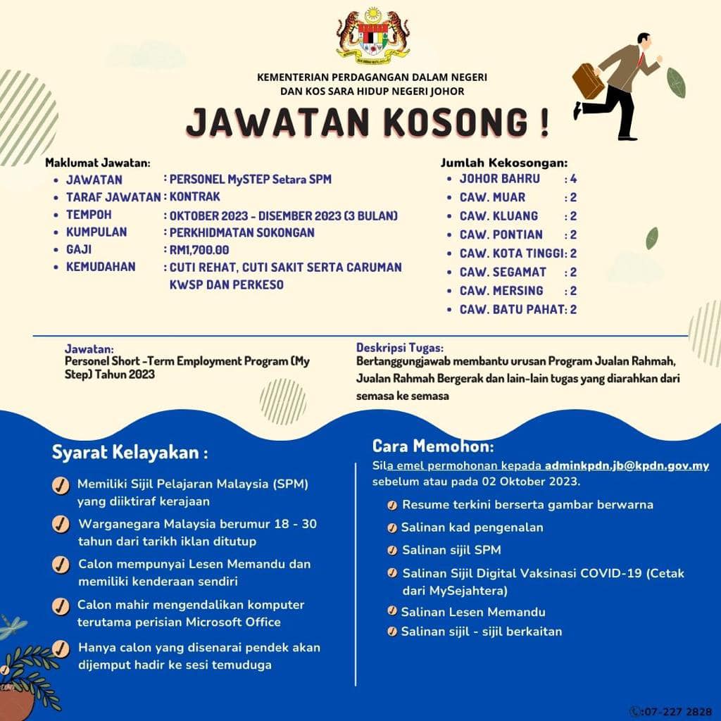 Iklan Jawatan Kosong Personel Mystep Di Pejabat Kpdn Johor Jawatan