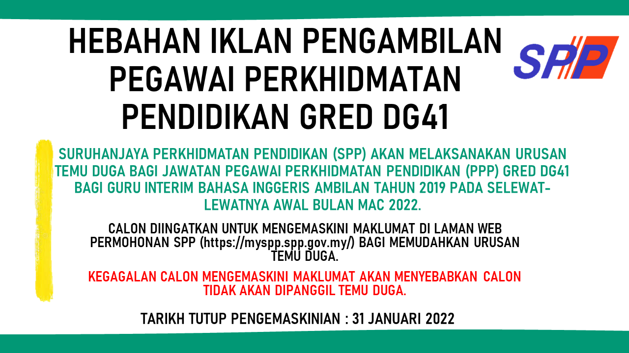 Iklan Jawatan Suruhanjaya Perkhidmatan Pelajaran (SPP) • Jawatan Kosong ...