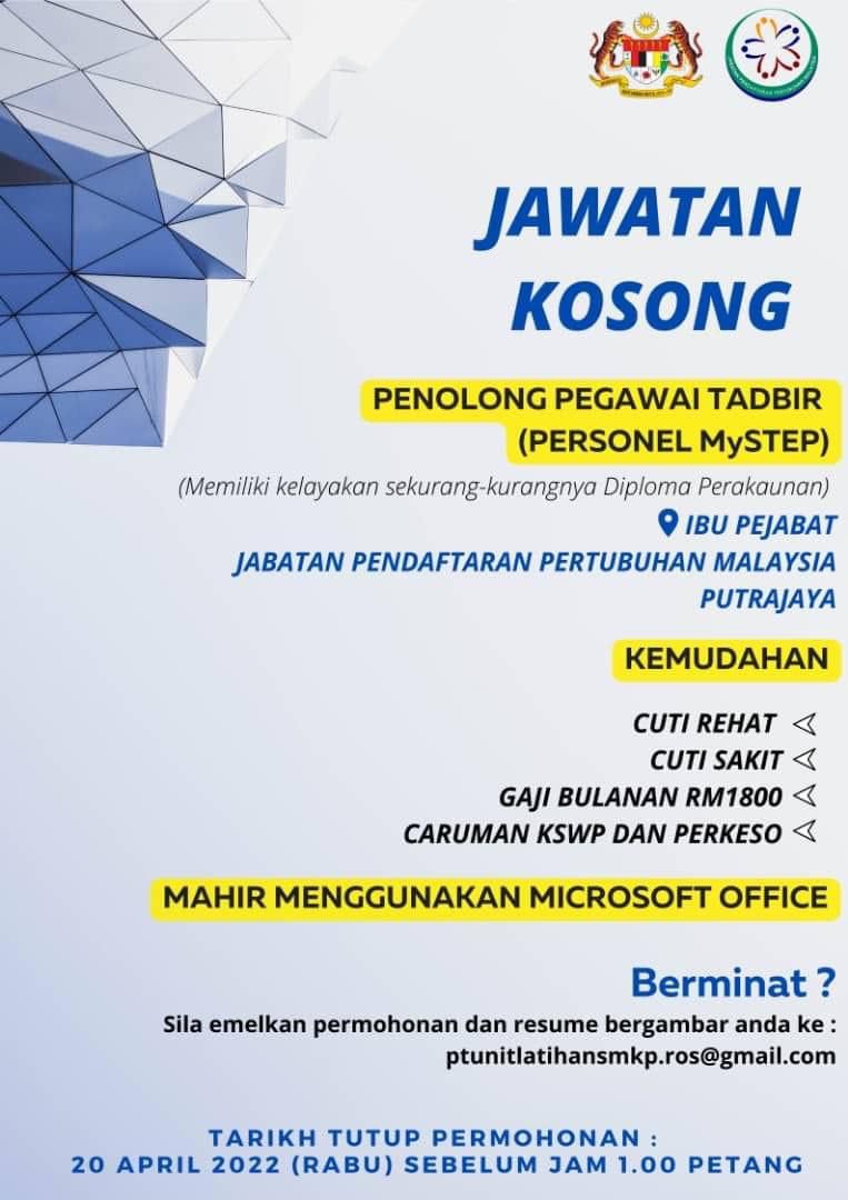 Iklan Jawatan Kosong Personel MySTEP Jabatan Pendaftaran Pertubuhan ...