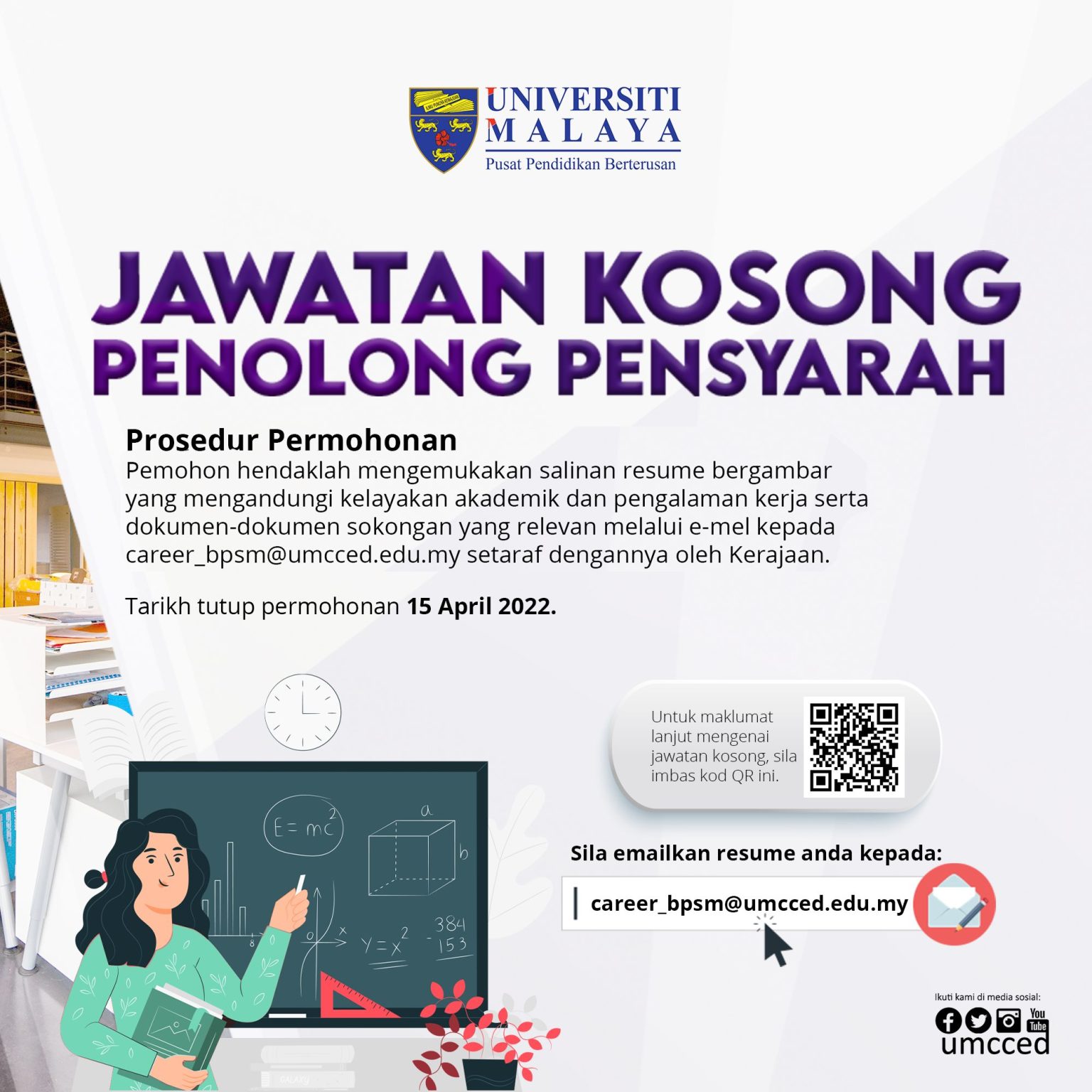 Iklan Jawatan Pusat Pendidikan Berterusan Universiti Malaya (UMCCed ...