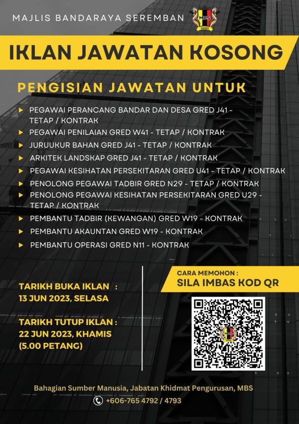 Iklan Jawatan Majlis Bandaraya Seremban • Jawatan Kosong Terkini