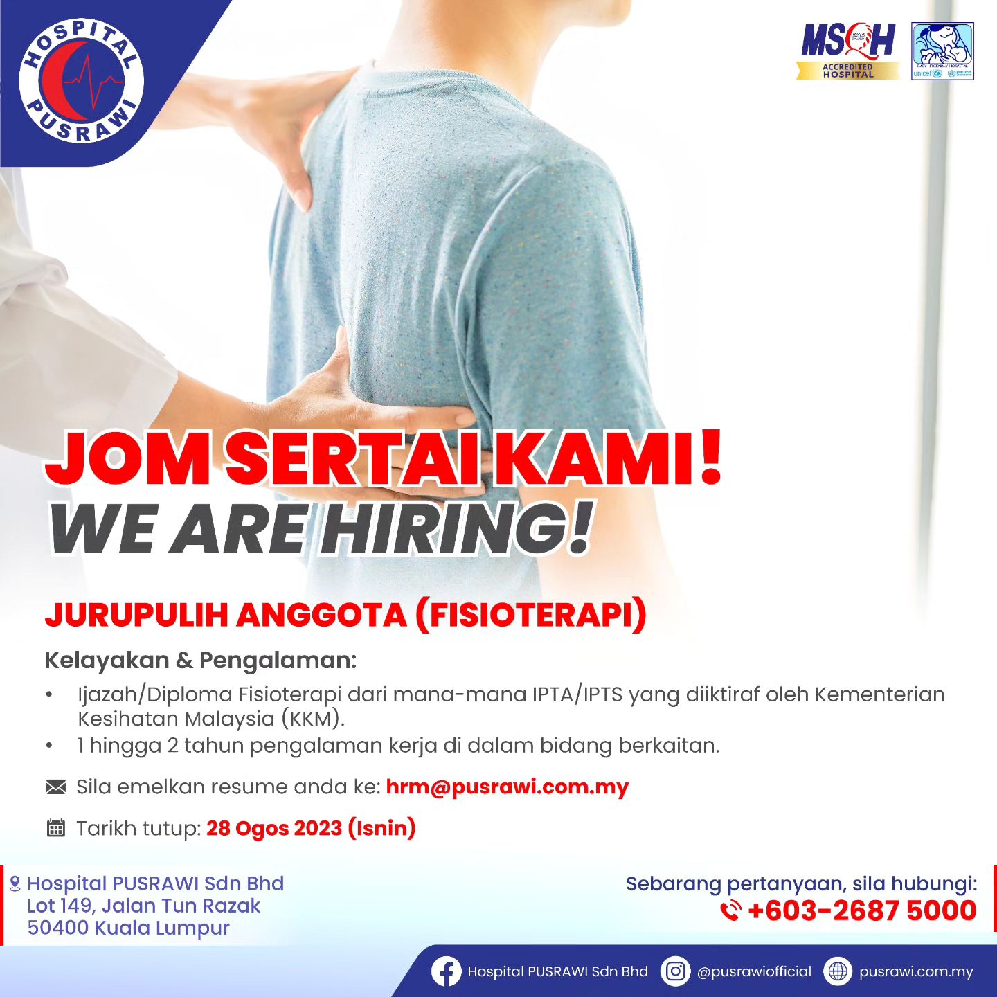 Iklan Jawatan Hospital PUSRAWI • Jawatan Kosong Terkini