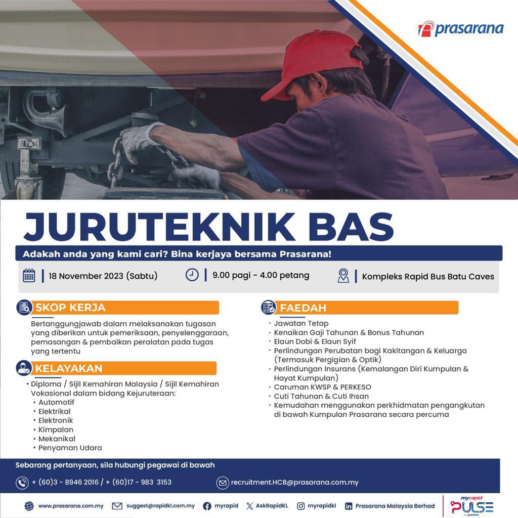 Iklan Terkini Jawatan Kosong Prasarana Malaysia Berhad • Jawatan Kosong  Terkini