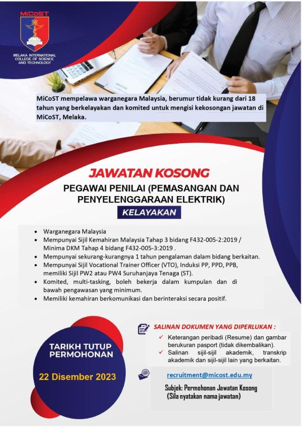 Terkini Jawatan Kosong Melaka International College Of Science And