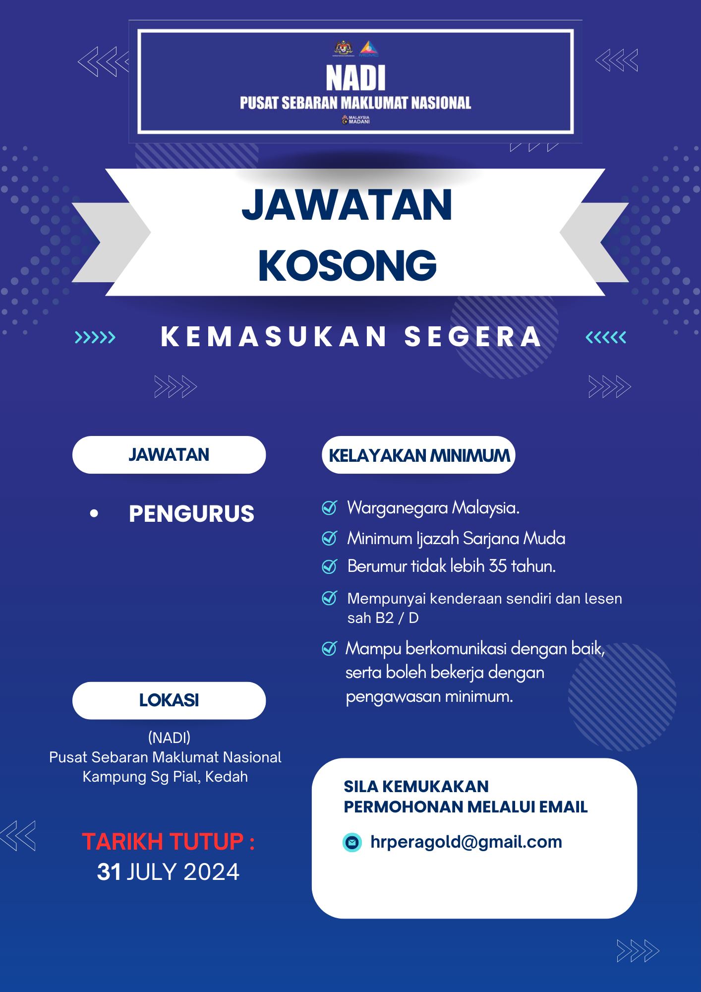 Iklan Kini Jawatan Kosong Terkini Pusat Sebaran Maklumat Nasional ...